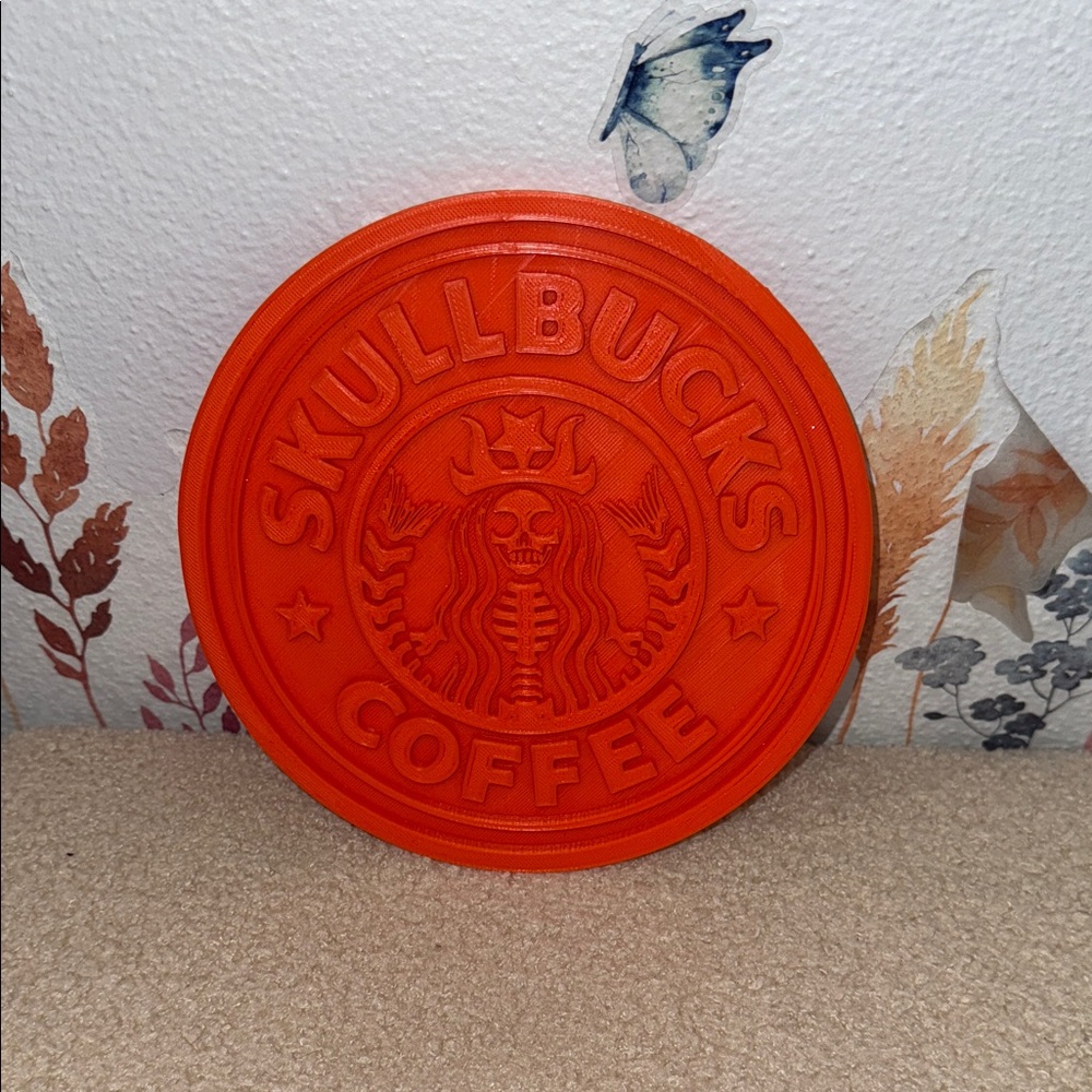 Orange Skullbucks Coffee Sign- 3D printed